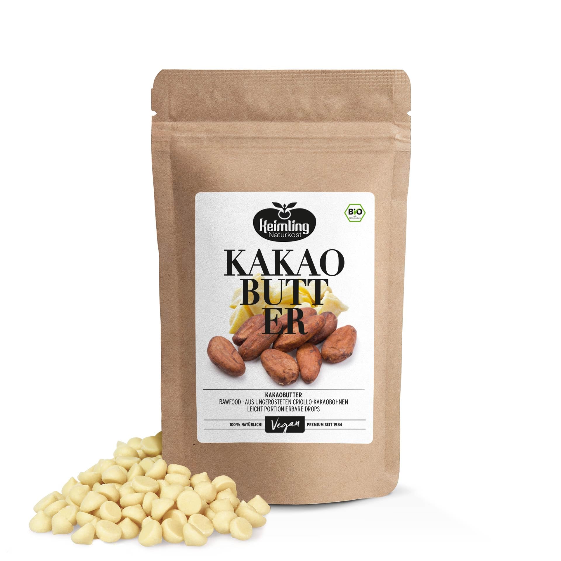 Bio Kakaobutter 500 g 100% reine Kakaobutter unraffiniert vegan naturbelassen