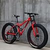Men's Mountain Bike 26 Full Suspension Mountain Bike Bicycle, Fat Tire Bike, Soft Tail Carbon Steel Frame, Double Disc Brake, Beach Snow All Terrain MTB