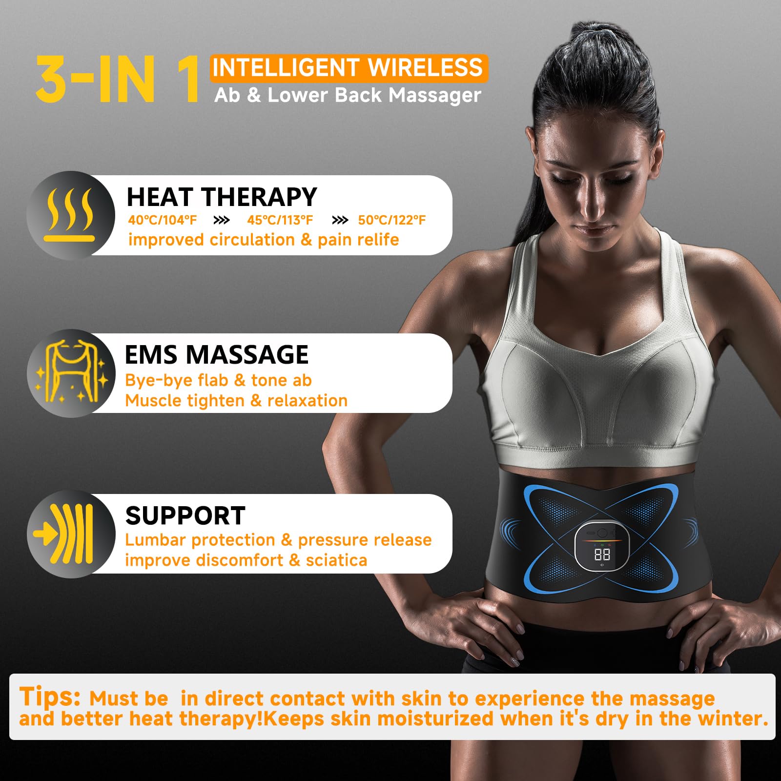 Ab Stimulator Muscle Toner, Abs Stimulator Abdominal Massage Belt Black — Amazon image 3