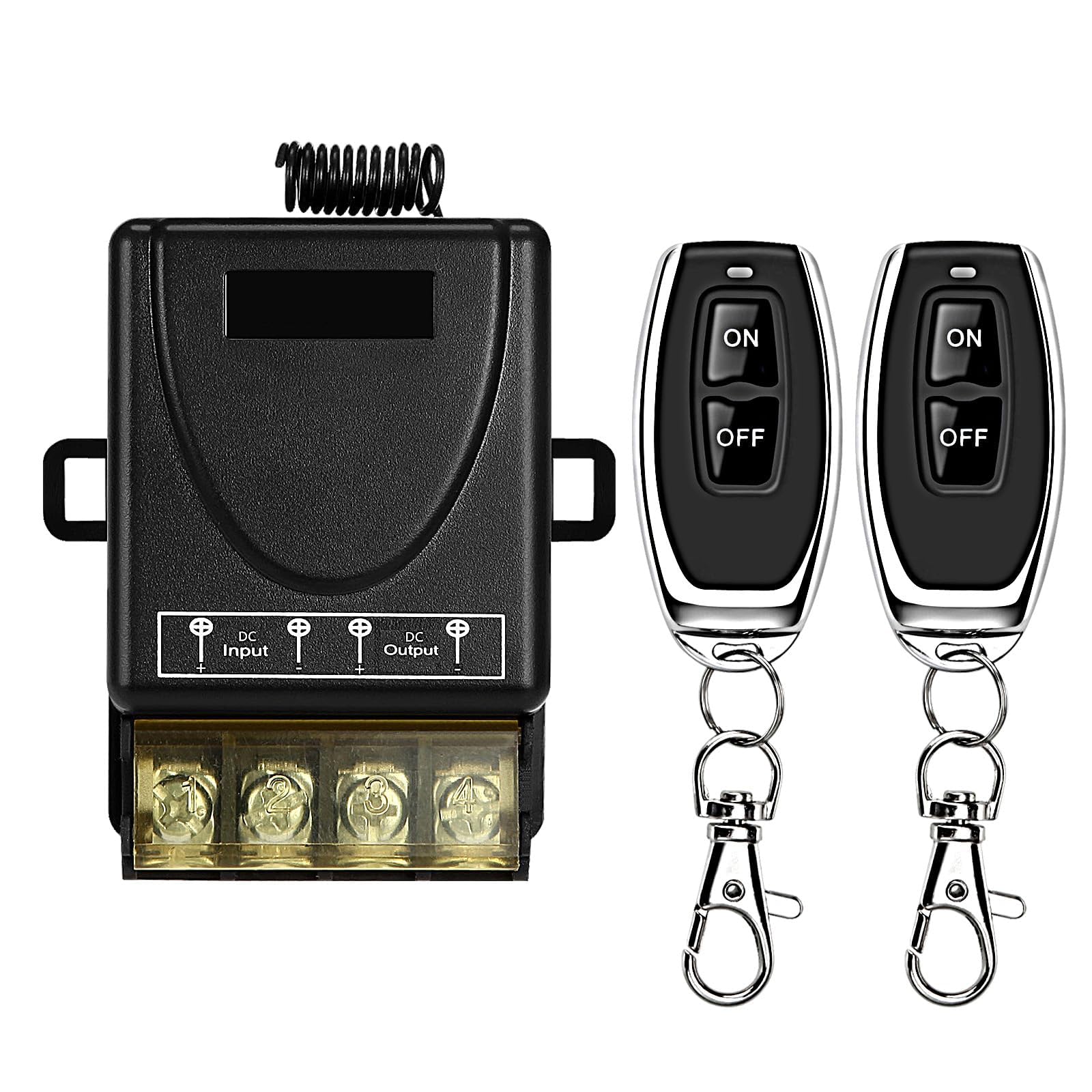 Wireless Relay Remote Switch, 328 ft Long Range, DC 12V/24V/48V/72V 40A Relay Switch, for All Kinds of DC Motors, Industrial Control, Luminaire Controll