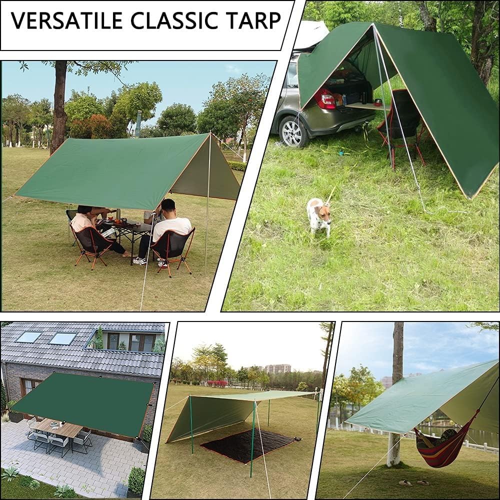 Toldo Camping Impermeable con Poste de Aluminio para Acampar Protección Solar UV50 + Toldo de Refugio 3x3M 3X4M Lonas de Tiendas de Campaña Ideal Aire Libre, Acampe, Resguardo del Sol