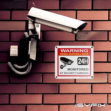 iSYFIX Video Surveillance Warning Sign, 7x6 Inch, 1 Pack | 100% Rust Free .040 Aluminum Signs, Laminated, UV, Weather, Scratch, Water & Fade Resistant, Indoor and Outdoor