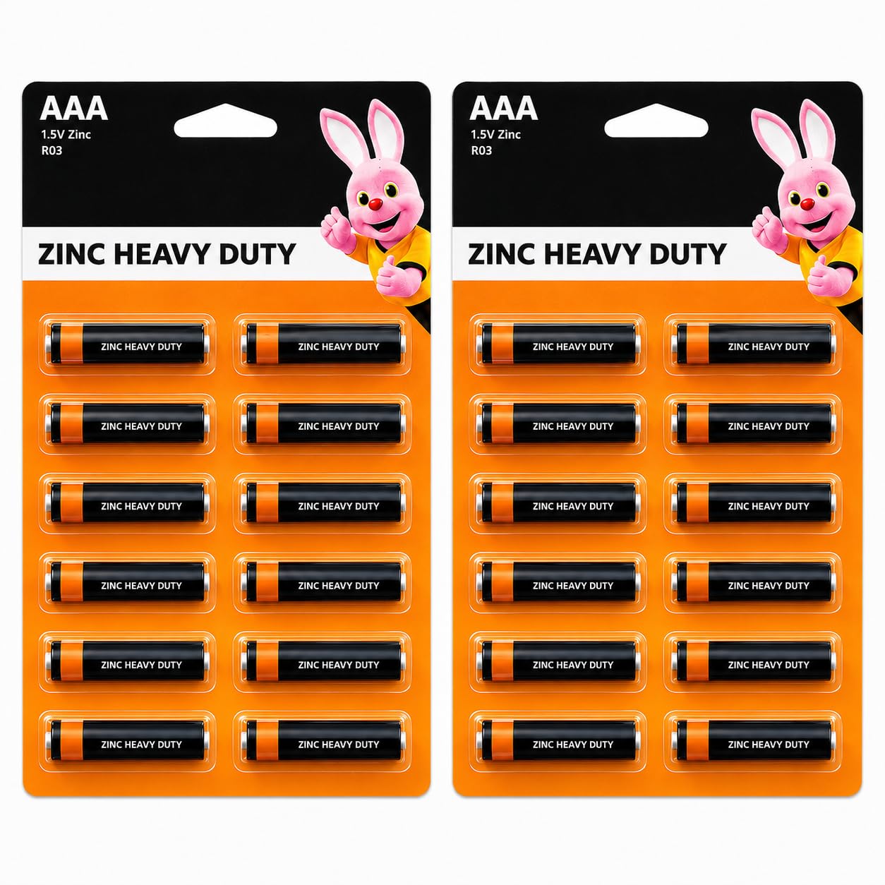 Zinc Heavy Duty AAA Batteries, 1.5V, R03, Pack of 24-image-22
