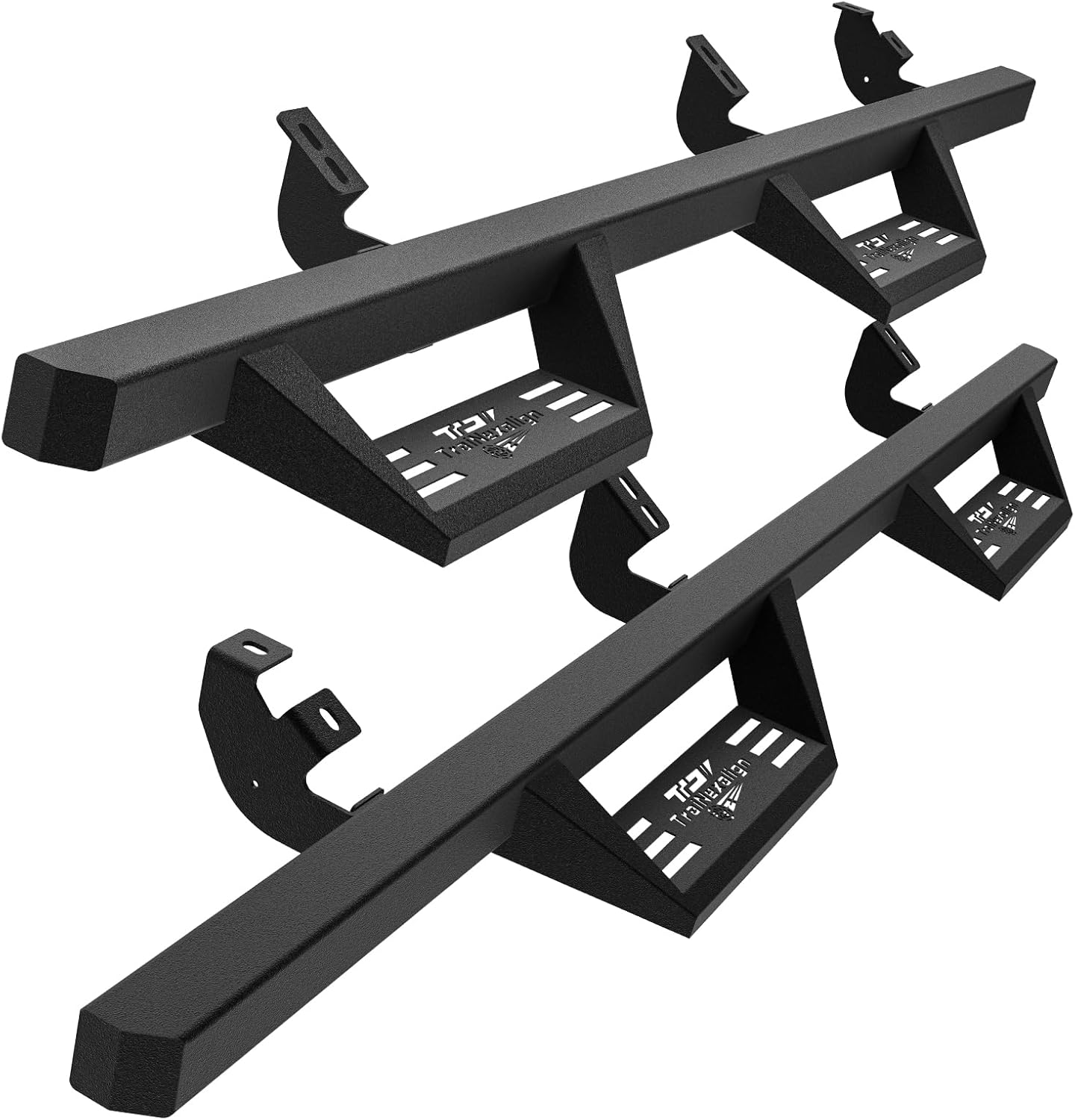 Running Boards Crew Cab Compatible with 2024 2025 2026 Toyota Tacoma Two Stairs Design Heavy-Duty Nerf Bars Step Bars Rock Sliders Rail