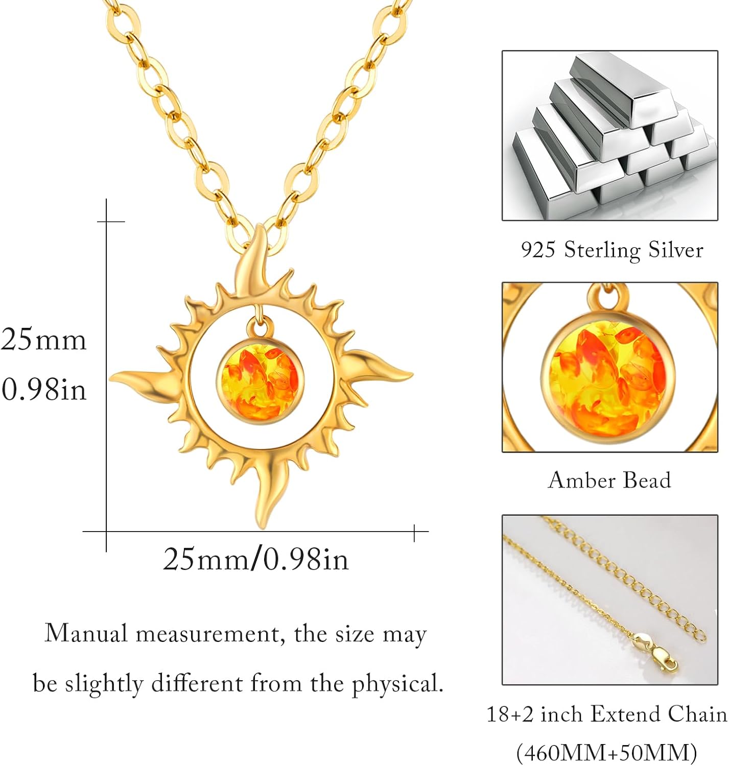 TUGHRA Christmas Gifts Gold Sun Necklace for Women 925 Sterling Silver Sunburst Circle Pendant Necklaces, Dainty Gold Sun Jewelry Gift for Women Teens Birthday