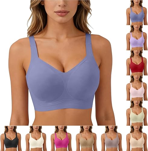 Wirefree Bras for Women Full Coverage No Underwire Everyday Bras Comfortable Wireless Padded Jelly Bras
