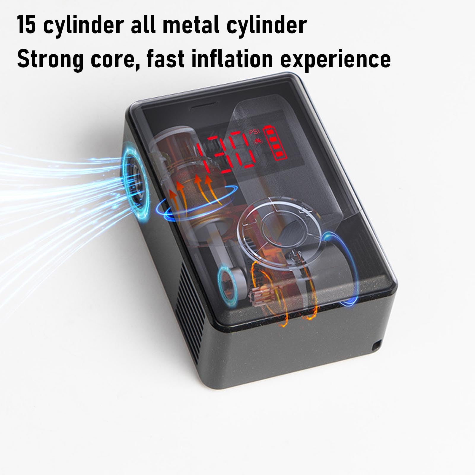 RiToEasysports Naładowany Inflator Opon, Inflator Opon Przenośna Pompa Powietrza 900 MAh Zakład Amerykański Francuski Zawór dla Motocykli, Roweru, Piłki