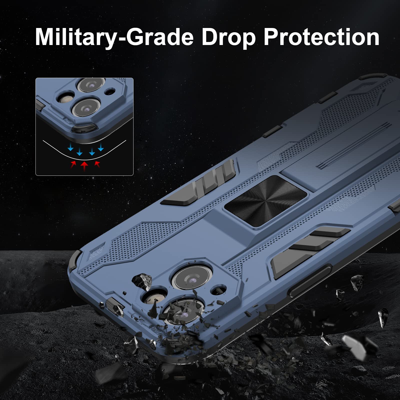 Funda para Xiaomi Redmi Note 15 Pro 5G, Carcasa Antigolpes con Soporte anular metálico, Case Protectora de Grado Militar, Azul — view 672