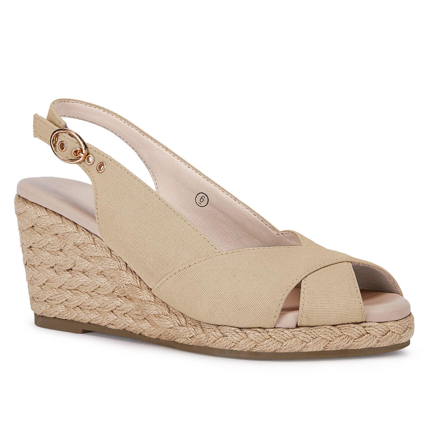 gihubafuil Women's Platform Wedges Sandals Open Toe Buckle Slingback Espadrilles Cross Band Slip-on High Heels