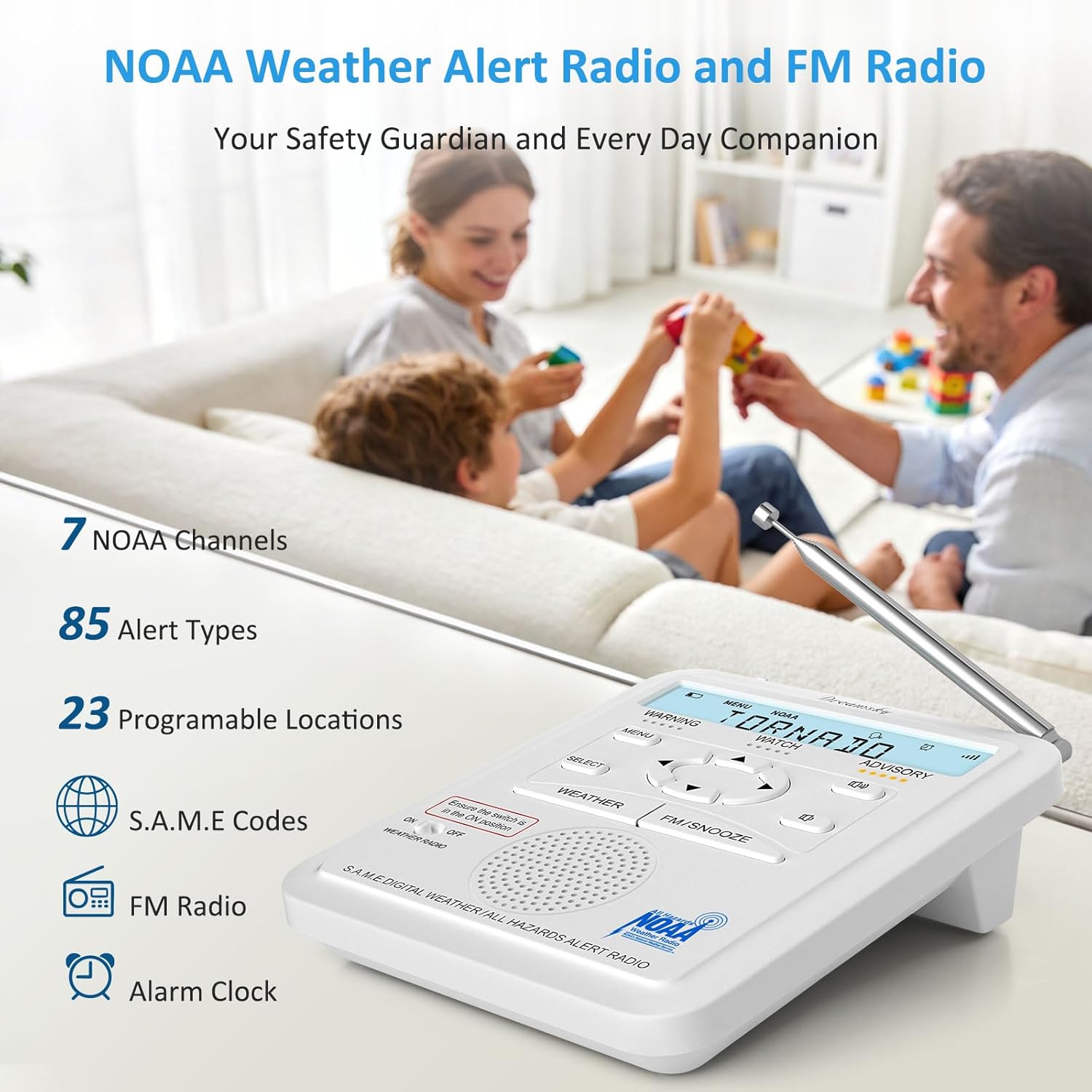 DreamSky Weather Radio NOAA Emergency Alert with FM Radio - S.A.M.E. Localized County Code Programming, 80+ Emergency Alerts, 3 Alert Tones, Plug in Radios for Home with Battery Backup, Alarm Clock 6 7170I2echdL. AC SL1500