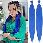 Blue Pre Stretched Braiding Hair 30 Inch 2 Packs Professional Yaki Texture Festival Braids Box Crochet Twist Hair Extensions