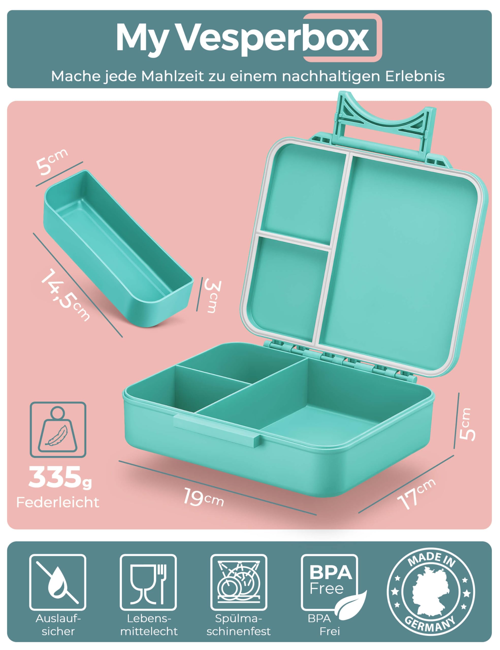 My Vesperbox® Butelka na wodę dla dzieci – szczelna butelka na napoje gazowane – Water Bottle Kids – do szkoły i na sport – butelka dla dziewczynek i chłopców