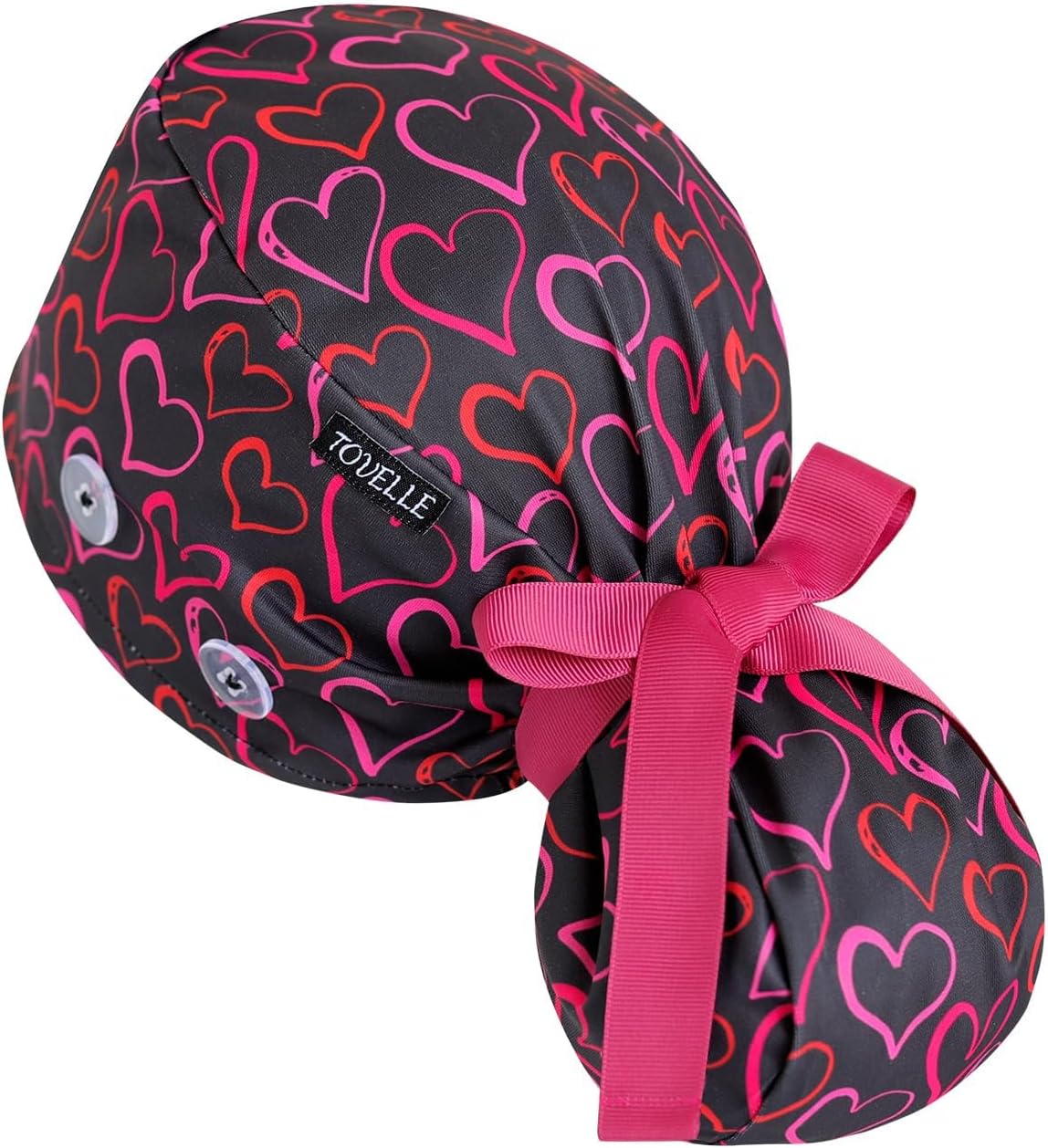 Scrub Caps Women Ponytail, Surgical Hat with Buttons and Sweatband