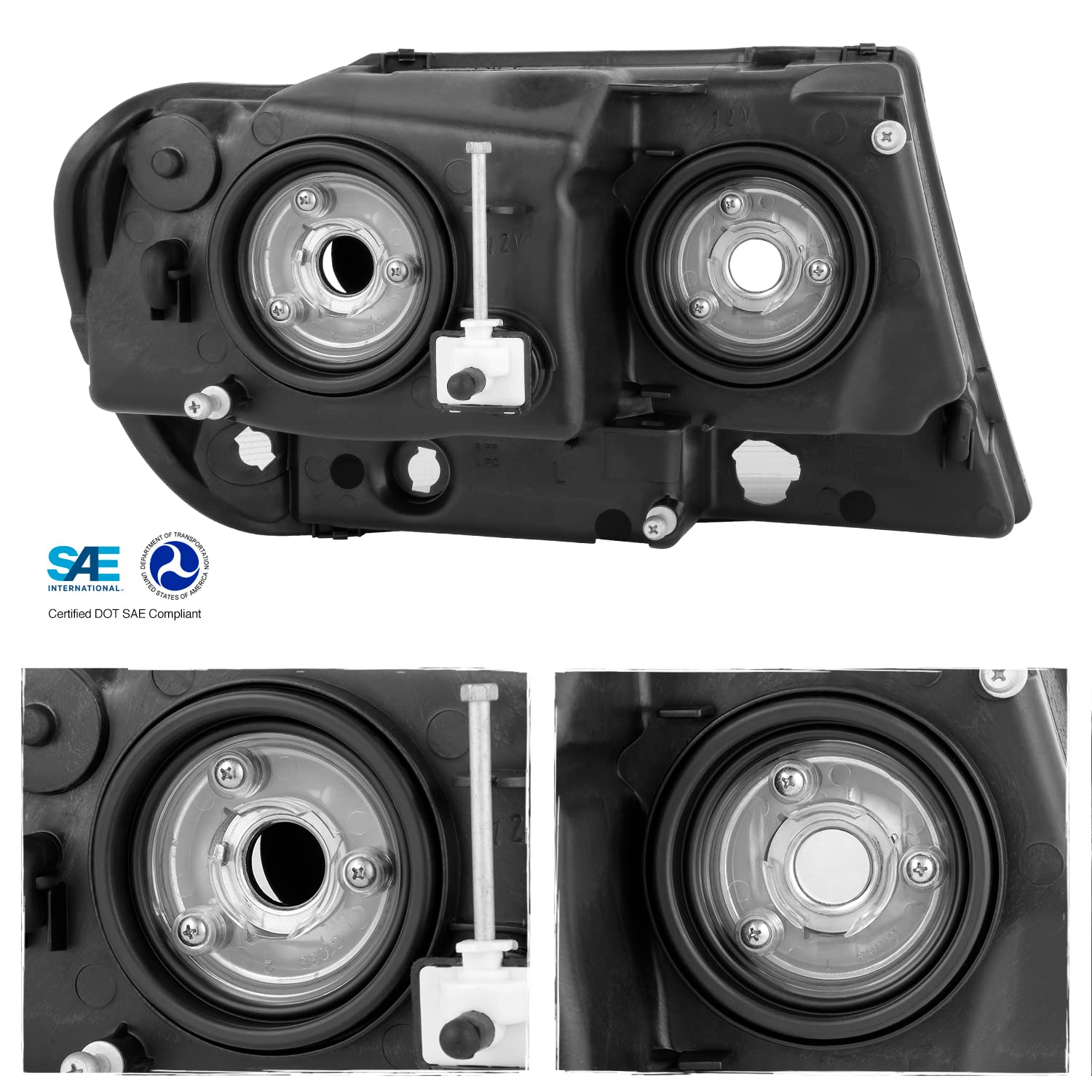 AKKON - For Jeep Grand Cherokee OE Replacement Chrome Bezel Headlights Driver/Passenger Head Lamps Pair