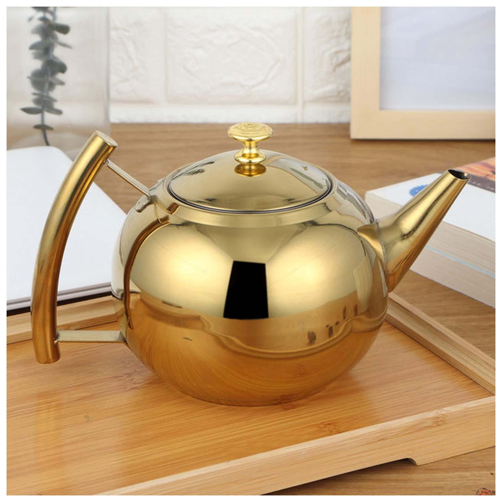 EMoLus Kettle 1.5L/2L teapot stainless steel kettle with filter hotel teapot hotel coffee pot restaurant teapot Kettles Electric (Size : 2L Gold)