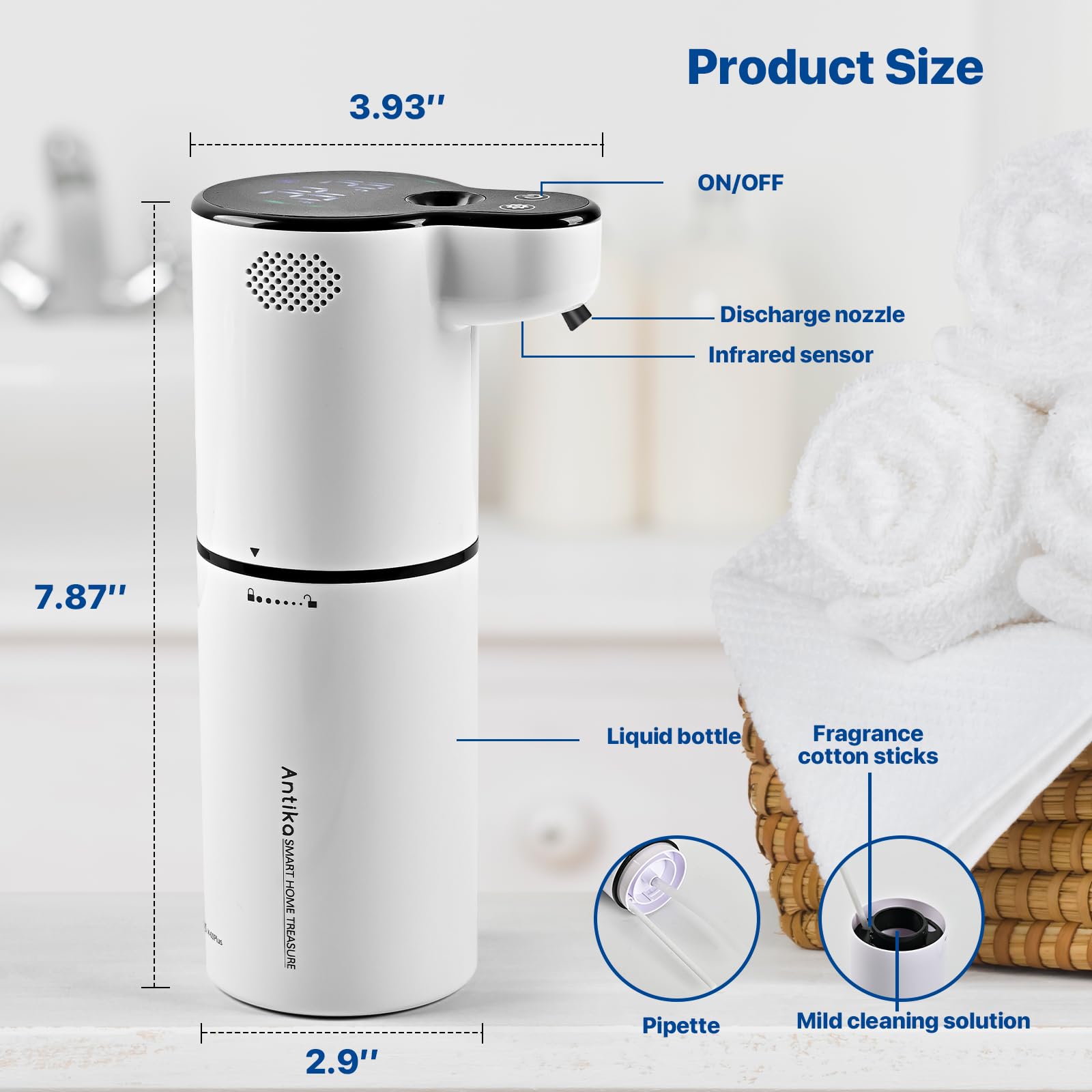 Dispensador automático de jabón Inteligente Multifuncional - Combinación de aromaterapia, detección de Temperatura y Humedad y Alarma de Gas Combustible, dispensador de jabón líquido sin Contacto