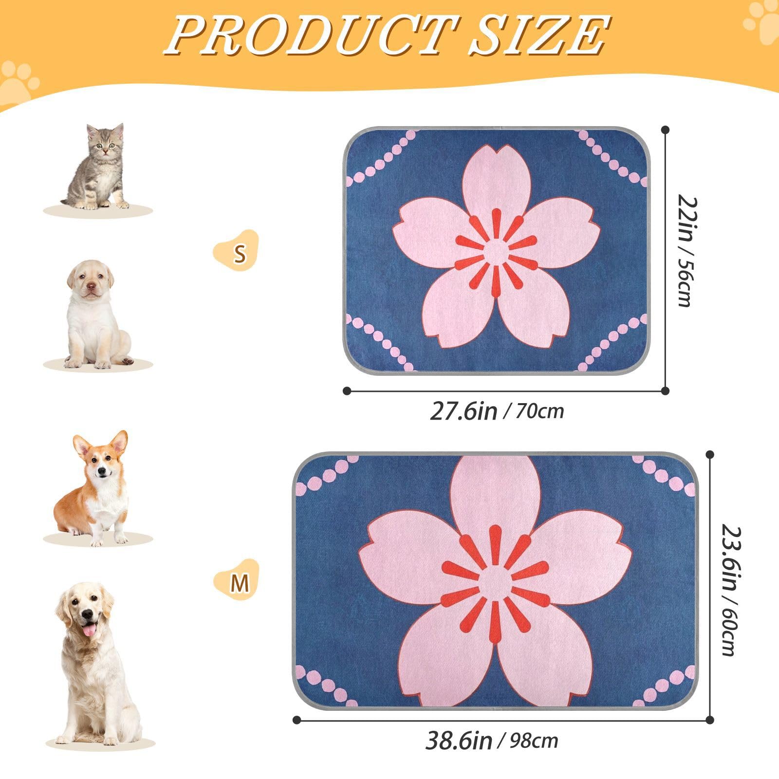 siphylline Beautiful Peach Blue Summer pet Cooling mats Self Cooling cat Blankets for Indoor Cats for Kittens Outdoor cat Comfy Mantas frías para Perros S