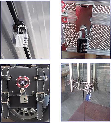 Miniatura 8 de Candado de combinación de 4 dígitos, cerradura de seguridad impermeable negra, paquete de 2, acero resistente para taquillas de gimnasio escolar,