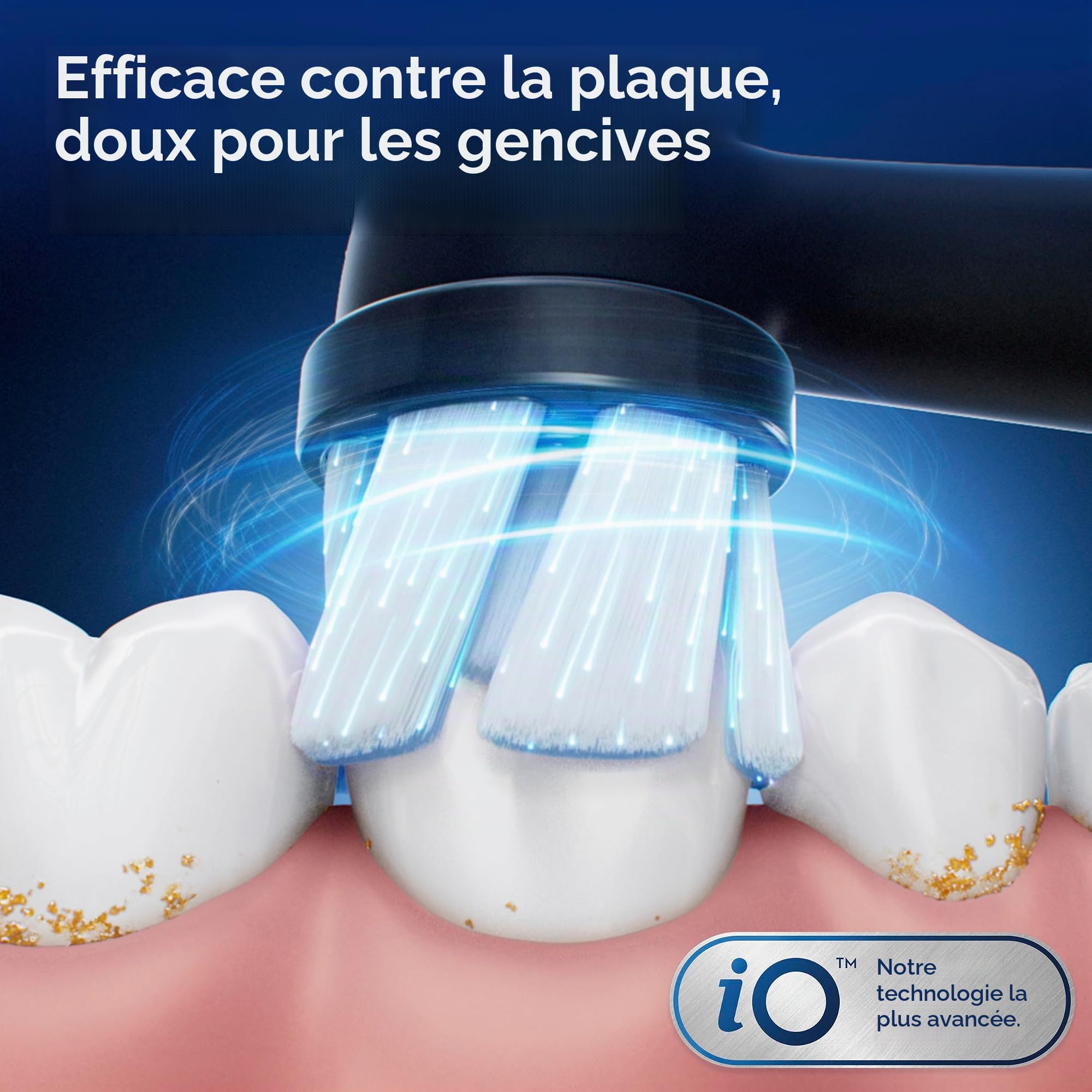 Oral-B iO Brosse à Dents Électrique Série 2 Rechargeable Bleu Foncé avec 1 Tête de Brosse de Soin Souple, Capteur de Pression Automatique pour Protéger Les Gencives, 3 Modes, Minuterie de 2 Minutes