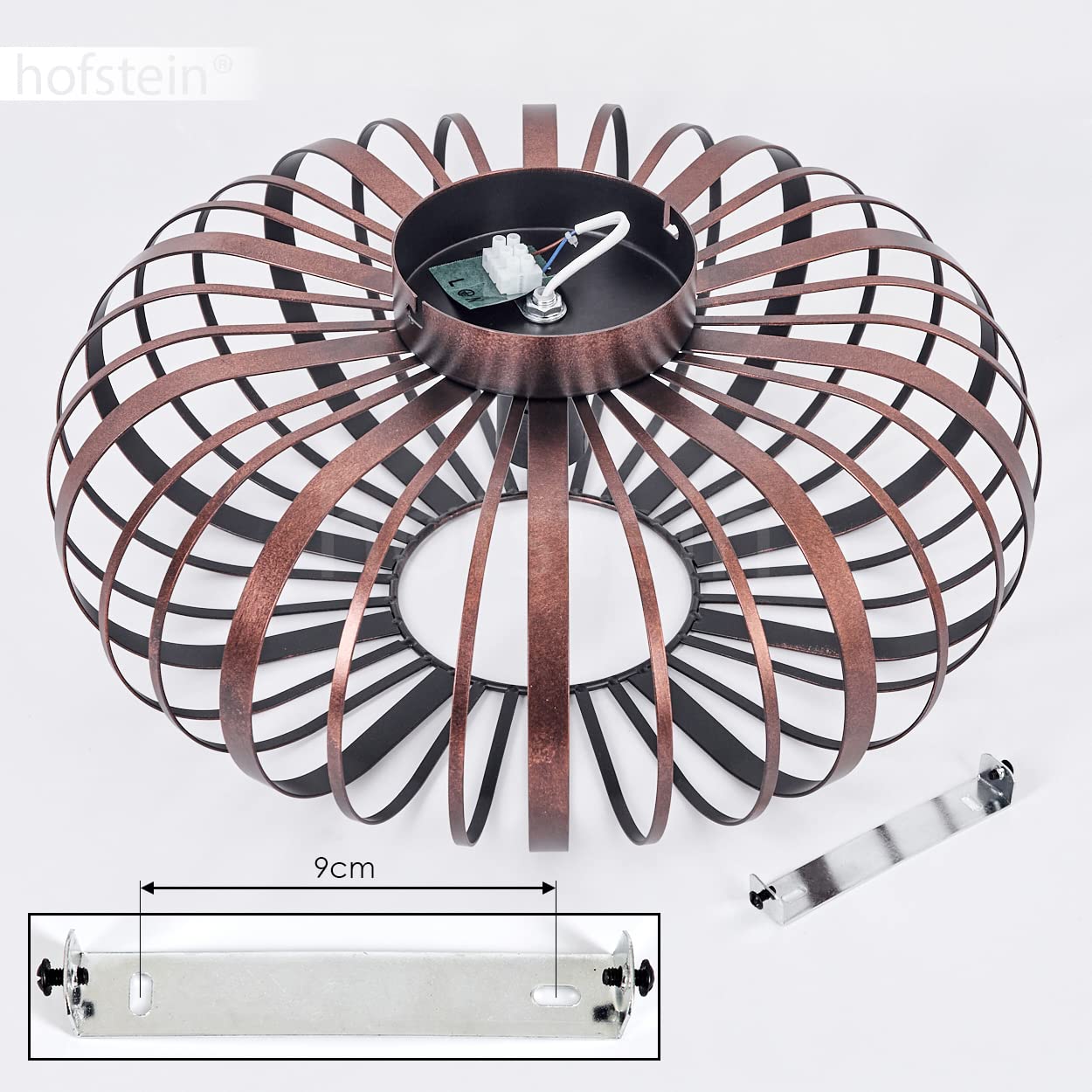 hofstein Plafoniera Oravi lampada da soffitto moderna in metallo color rame/nero, lampada dal design moderno con effetto luce, ø40 cm, 1 luce, 1 x E27, senza lampadina/e