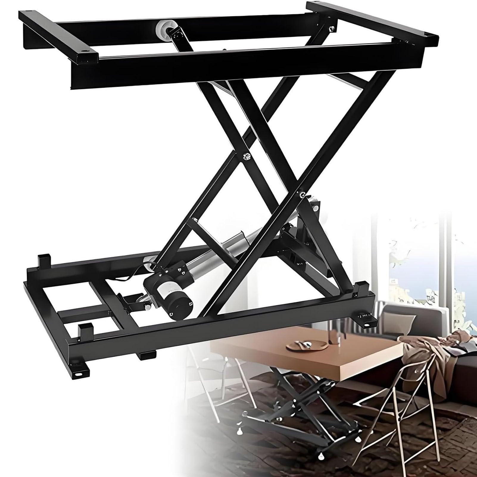 Mesa elevadora eléctrica de tijera de 130 libras Capaci, plataforma de elevación ajustable de 7.1 a 26.8 pulgadas de altura para almacenes y fábricas, manejo de materiales Equint