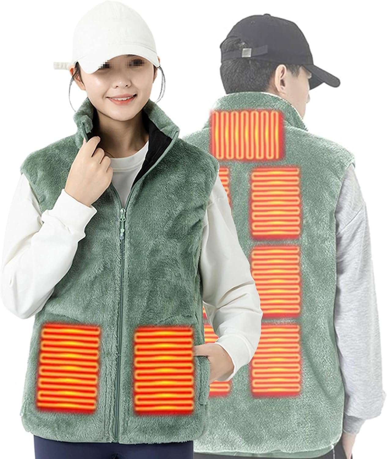 Heated Vest Women Men, Electric Heated Vest, 9 Heating Zones, USB Rechargeable Heated Vest for Skiing Fishing (No Battery)