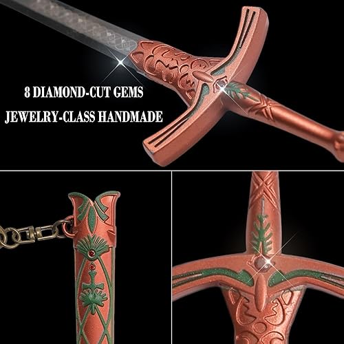 Miniatura 4 de Mini Sword - Cuchillo de bolsillo de acero inoxidable de 6 pulgadas con vaina, hecho a mano, réplica de inspiración medieval Claymore, collar