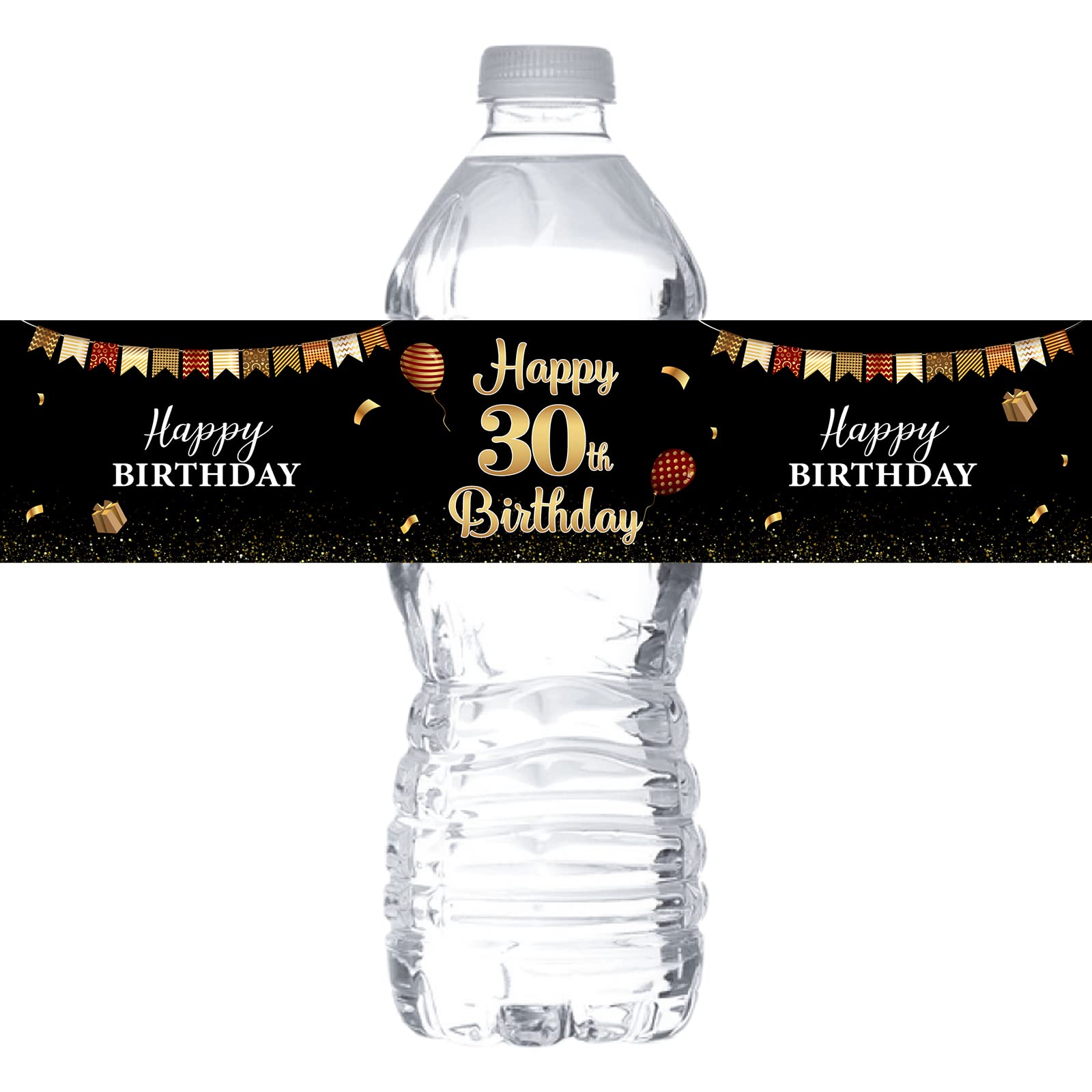 30 Étiquettes Happy Birthday Pour Bouteilles - Stickers Imperméables Or Noir