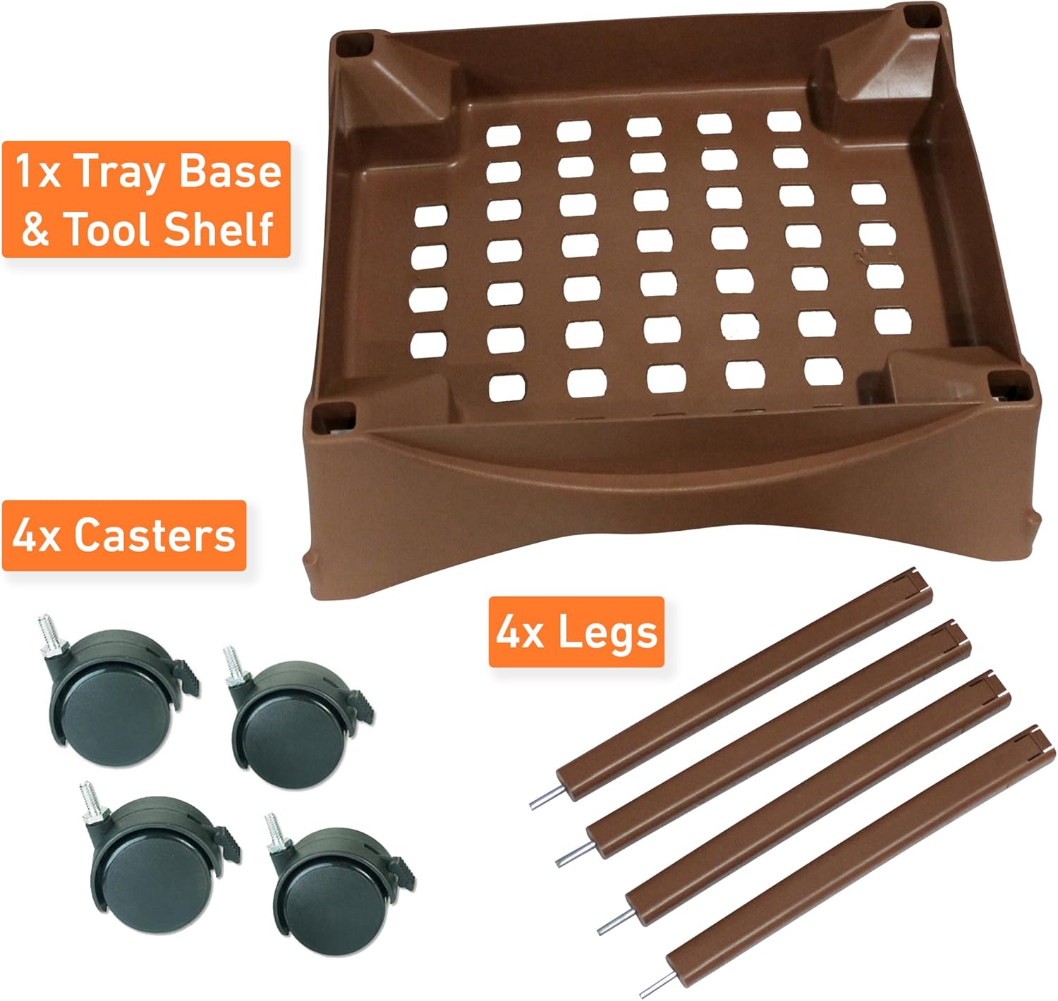 Emsco Group 2401D Includes Legs and Casters-Turns Raised Bed Garden Patio Pickers Stand Accessory Kit, Brown