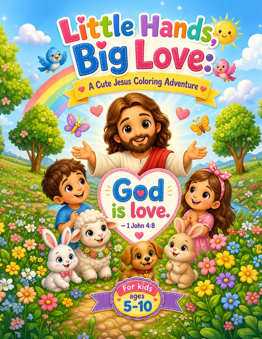 Little Hands, Big Love: A Cute Jesus Coloring Adventure: Heartwarming Bible Verses for Children