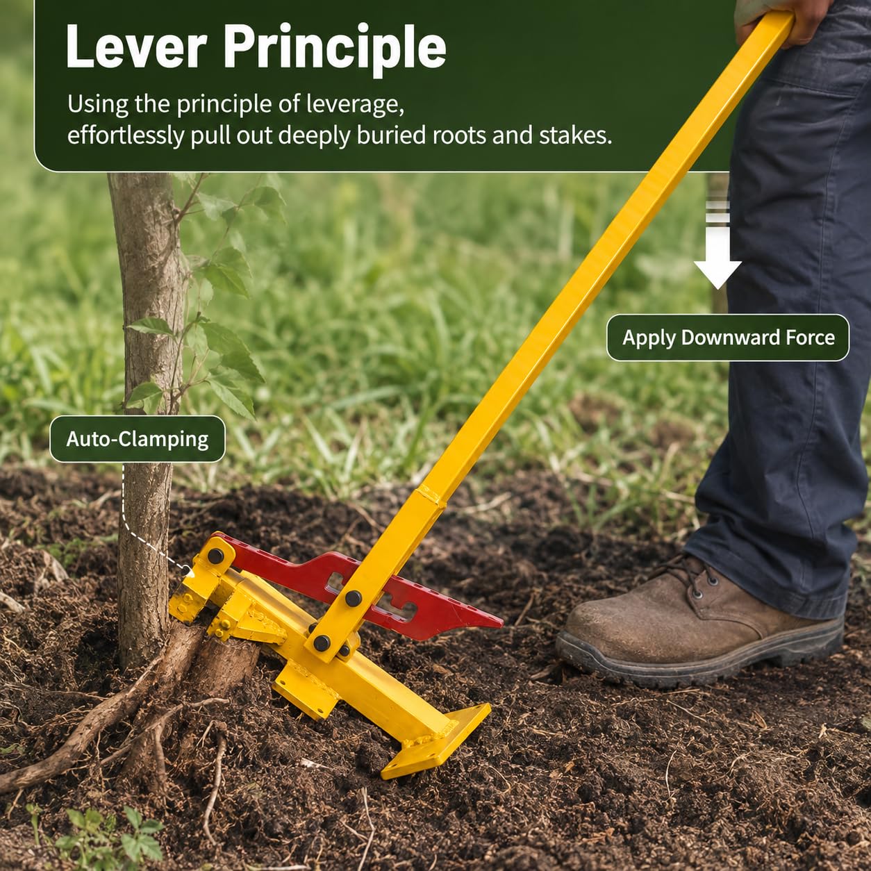 Estrattore e rimozione ceppi resistente, testa seghettata regolabile per una facile estrazione delle radici degli alberi, strumento efficiente per l'abbellimento e la manutenzione delle proprietà