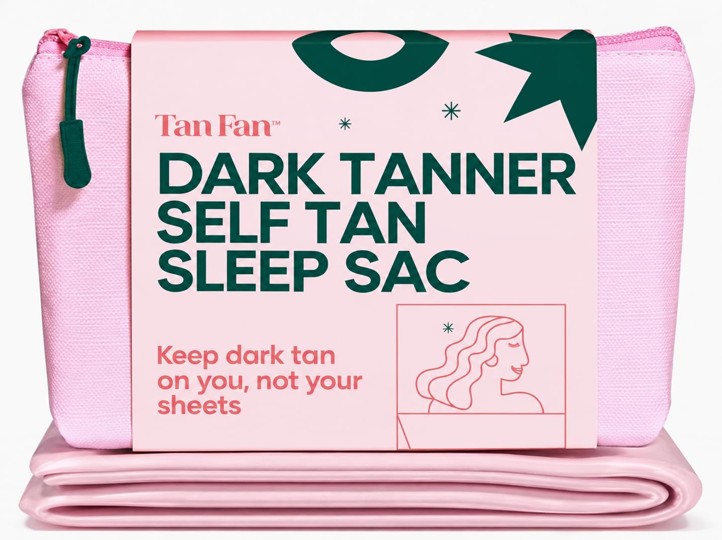 Self Tan Sleep Sac – Dark Tan Edition (Pink) – Protect Sheets from Dark Tanner - No Transfer Guarantee – 100% Silky Cool, Thicker Bottom, Lightweight Top, Foot Openings – Large Roomy Comfy