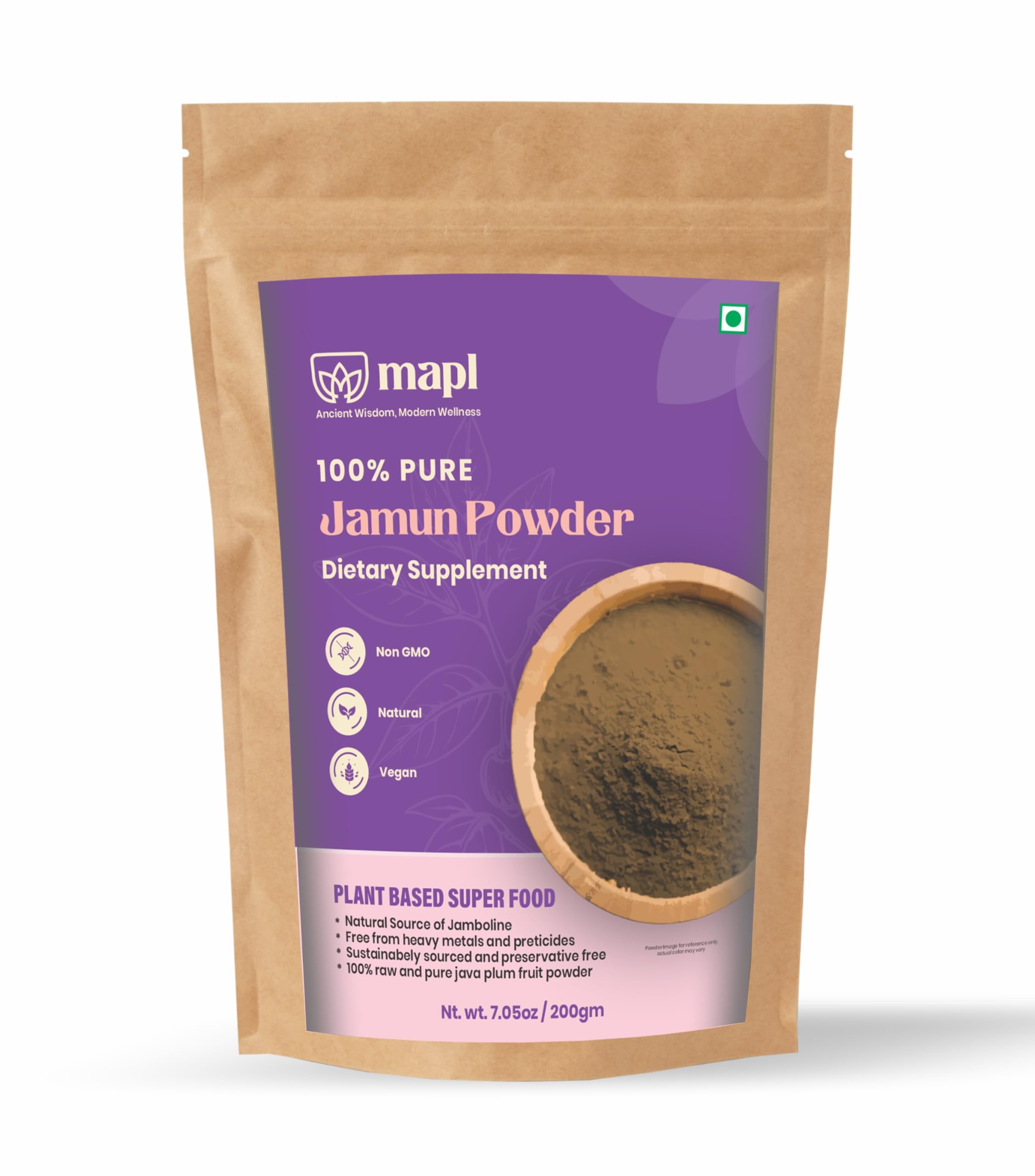 MAPL Karela and Jamun Powder Combo Pack, 100% Pure Plant Based Super Food, Non-GMO, Natural, Vegan, 200g Each — Amazon image 5