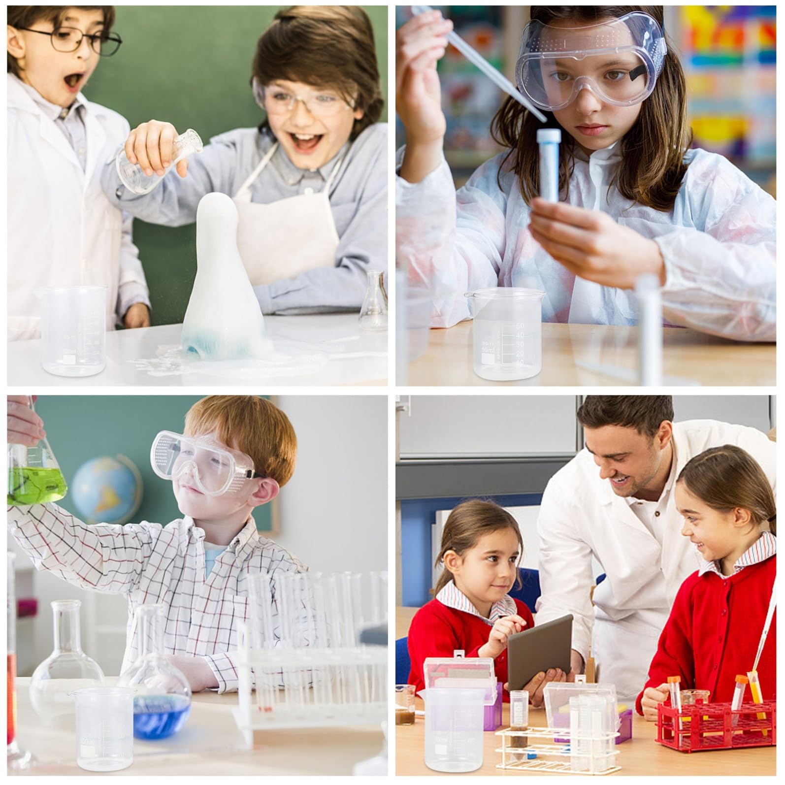 Béchers Gradués 5 Pièces en Verre pour Laboratoire