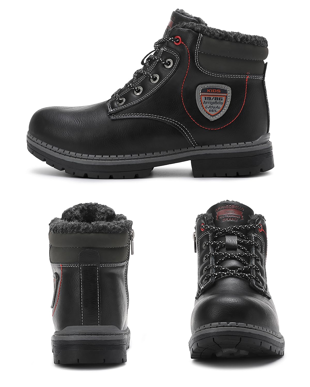 ARRIGO BELLO Stivali Bambino Invernali Scarponcini Bambina Scarpe Neve Ragazzi Cerniera Allacciatura Antiscivolo Caldo Unisex Stivaletti Size 31-39