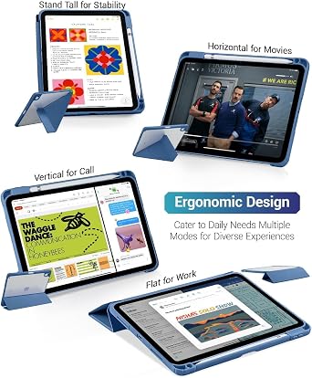 CoBak Case for iPad (A16) 11th Generation 11 Inch 2025, iPad 10th Generation Case 10.9 Inch 2022 - Protective Cover with Multi-Angle Includes Portrait Stand, Pencil Holder and Auto Wake/Sleep- Blue