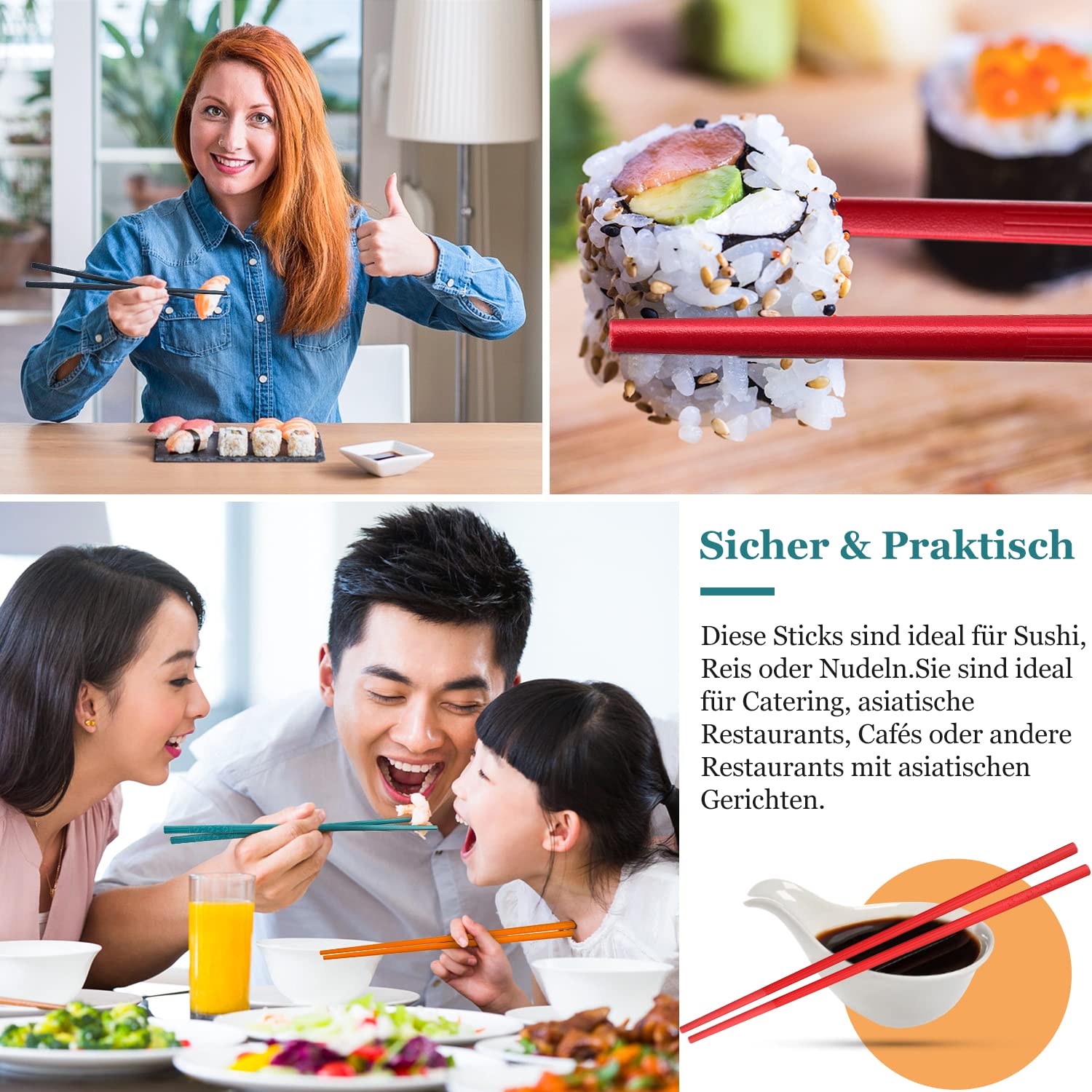 10 Paar Edelstahl Essstäbchen Mit Kirschblüten - Spülmaschinenfest & Rutschfest