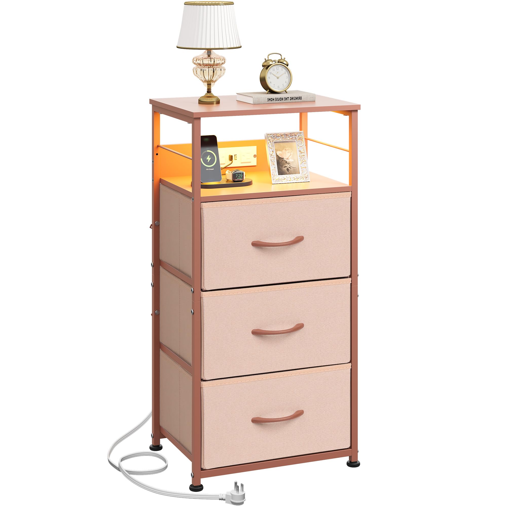 WLIVE Night Stand with Charging Station