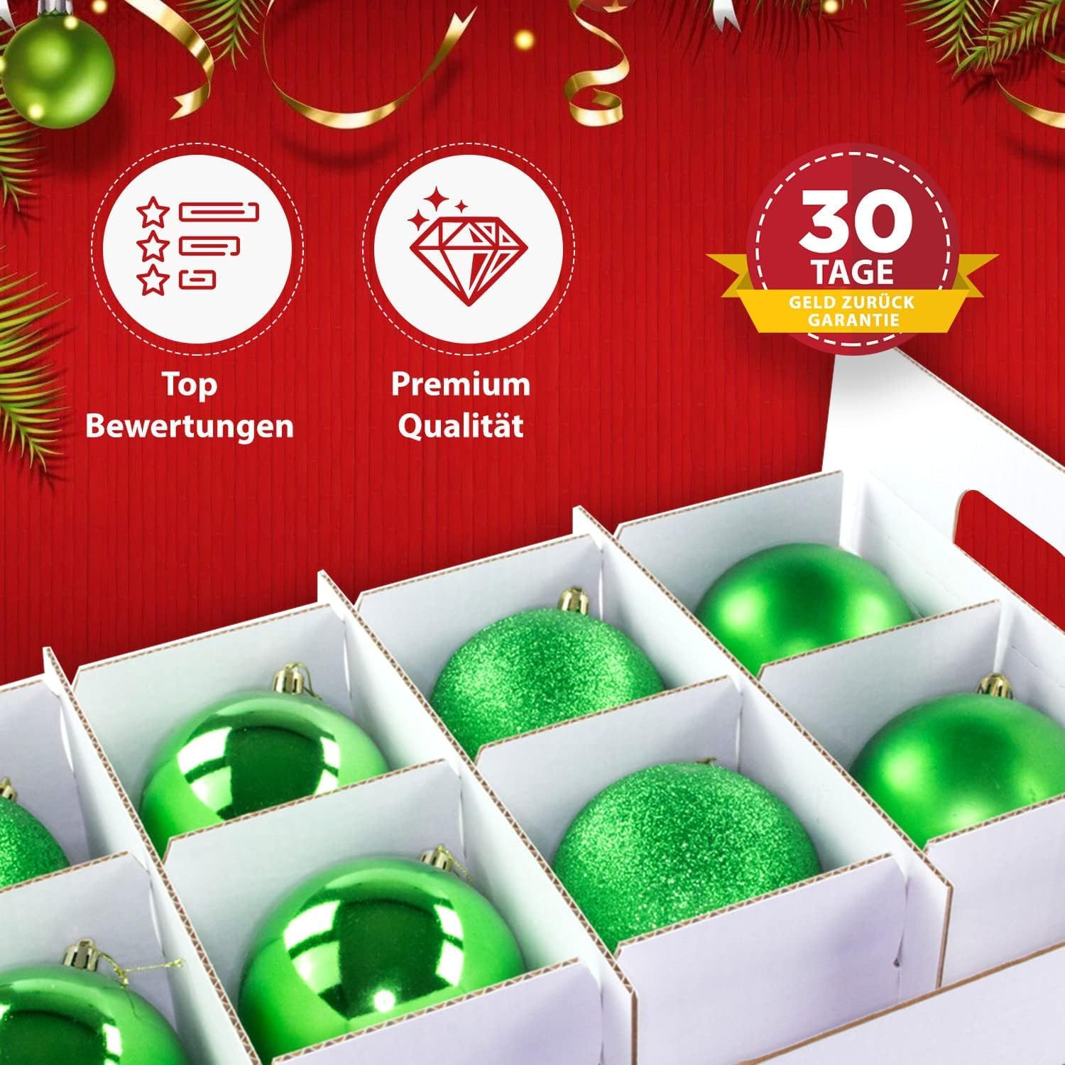 Weihnachtskugeln Aufbewahrungsbox 2er-Set | Christbaumkugeln Organizer für Weihnachtsschmuck | Weihnachtsdeko Kiste | Kompakte, platzsparende Weihnachtsboxen aus BPA-freiem Kunststoff (61 Liter)