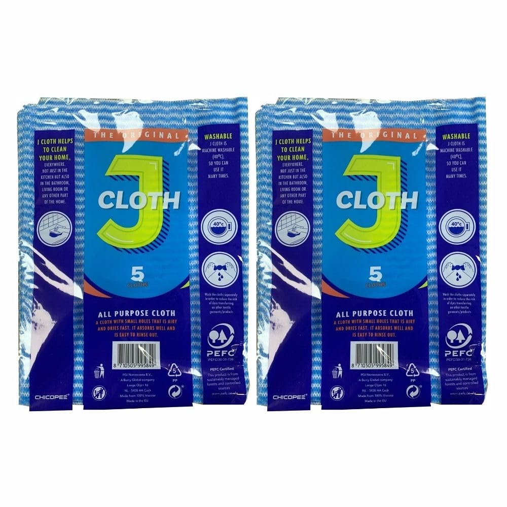 Welari J Cloth All Purpose Cloths 5pk x 2, Fast Absorbing Washable Reusable Dusting Polishing Wiping Cleaning Cloth Thank You Card | (2pack)
