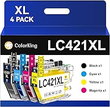 ColorKing LC421XL LC421 Compatible for Brother LC421 XL LC421VAL for Brother MFC-J1010DW DCP-J1050DW DCP-J1140DW DCP-J1800DW MFC J1010DW DCP J1050DW DCP J1140DW (Black, Cyan, Magenta, Yellow)