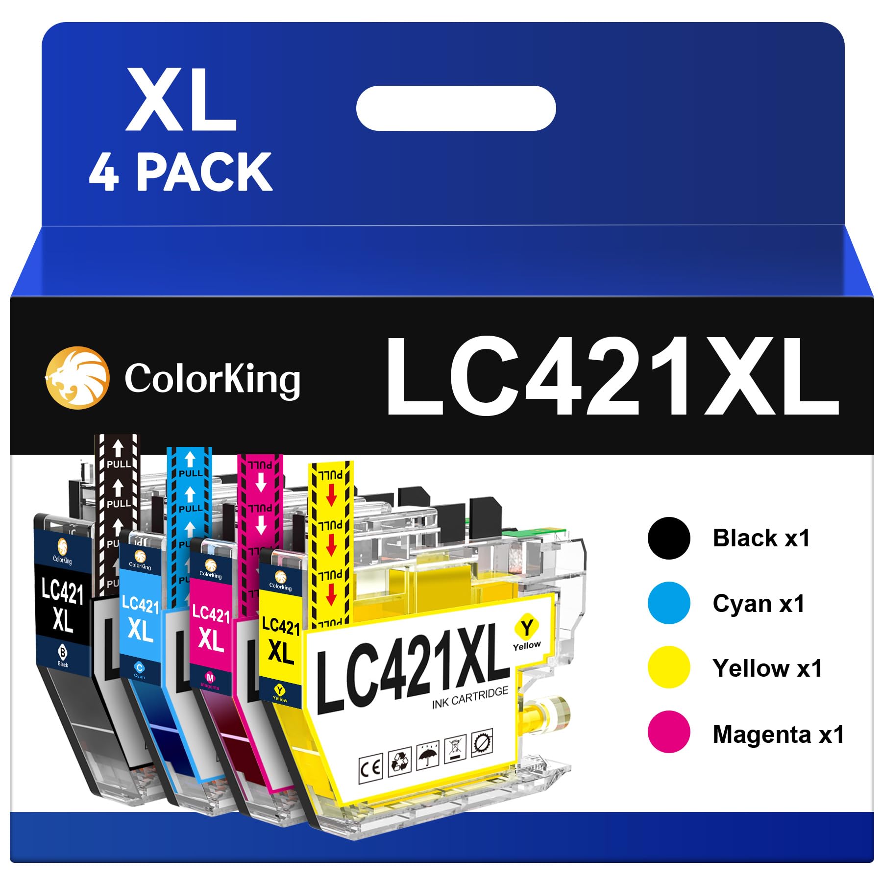 ColorKing LC421XL LC-421XLVAL Tintenpatronen Kompatibel für Brother LC421 XL LC 421 LC-421VAL Multipack für Brother DCP-J1050DW Patronen DCP-J1140DW MFC-J1010DW DCP-J1800DW DCP J1050DW Druckerpatronen