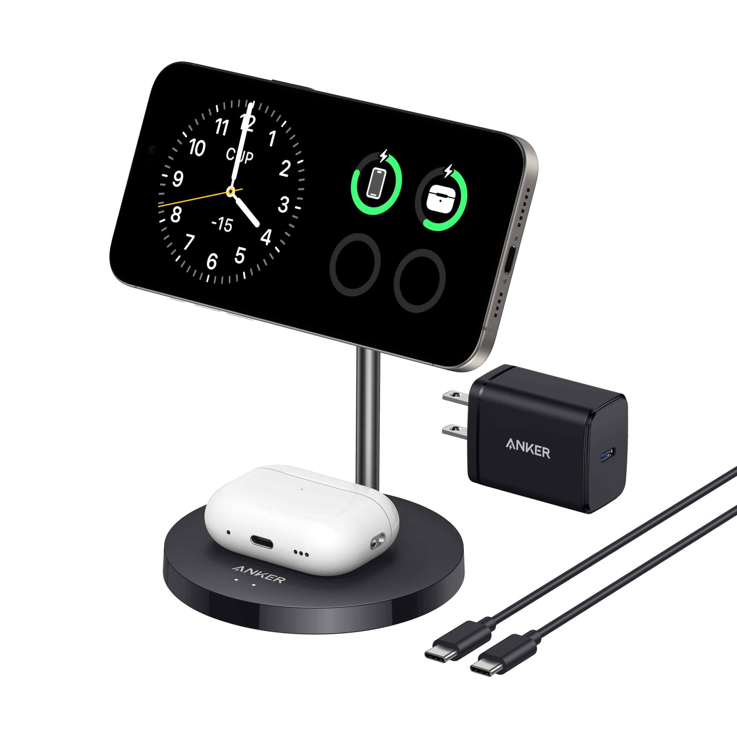 Anker Wireless Charging Stand, MagGo 2-in-1 Stand, Qi2