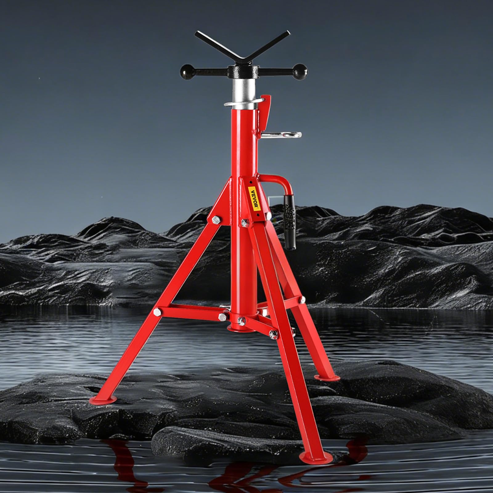 Supporto per Tubo Pieghevole con Testa a V e Trasferimento a Sfera e Gambe Pieghevoli, Cavalletto per Tubi, 4500lbs/2 T, Altezza Regolabile da 28-52 pollice Tipo 1107C