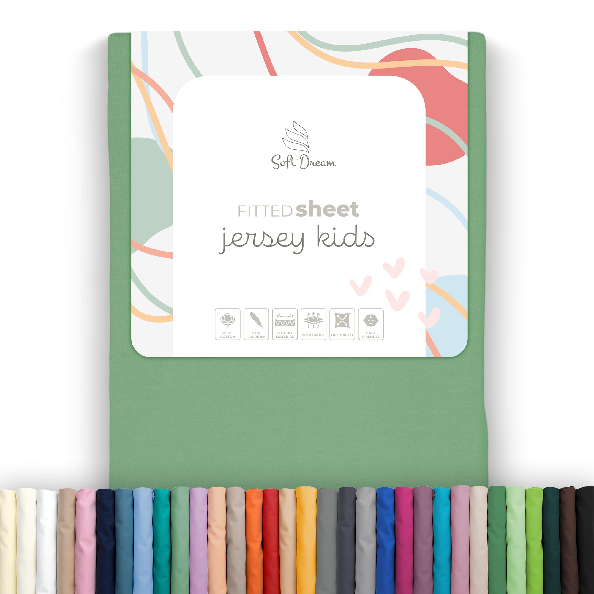 Soft Dream Fitted Sheet 80 x 160 cm Mint - 100% Combed Cotton Jersey - Premium Quality - Fitted Sheet for Cot Junior Bed - OekoTex Certified - Made in EU - 80 x 160 cm Mint