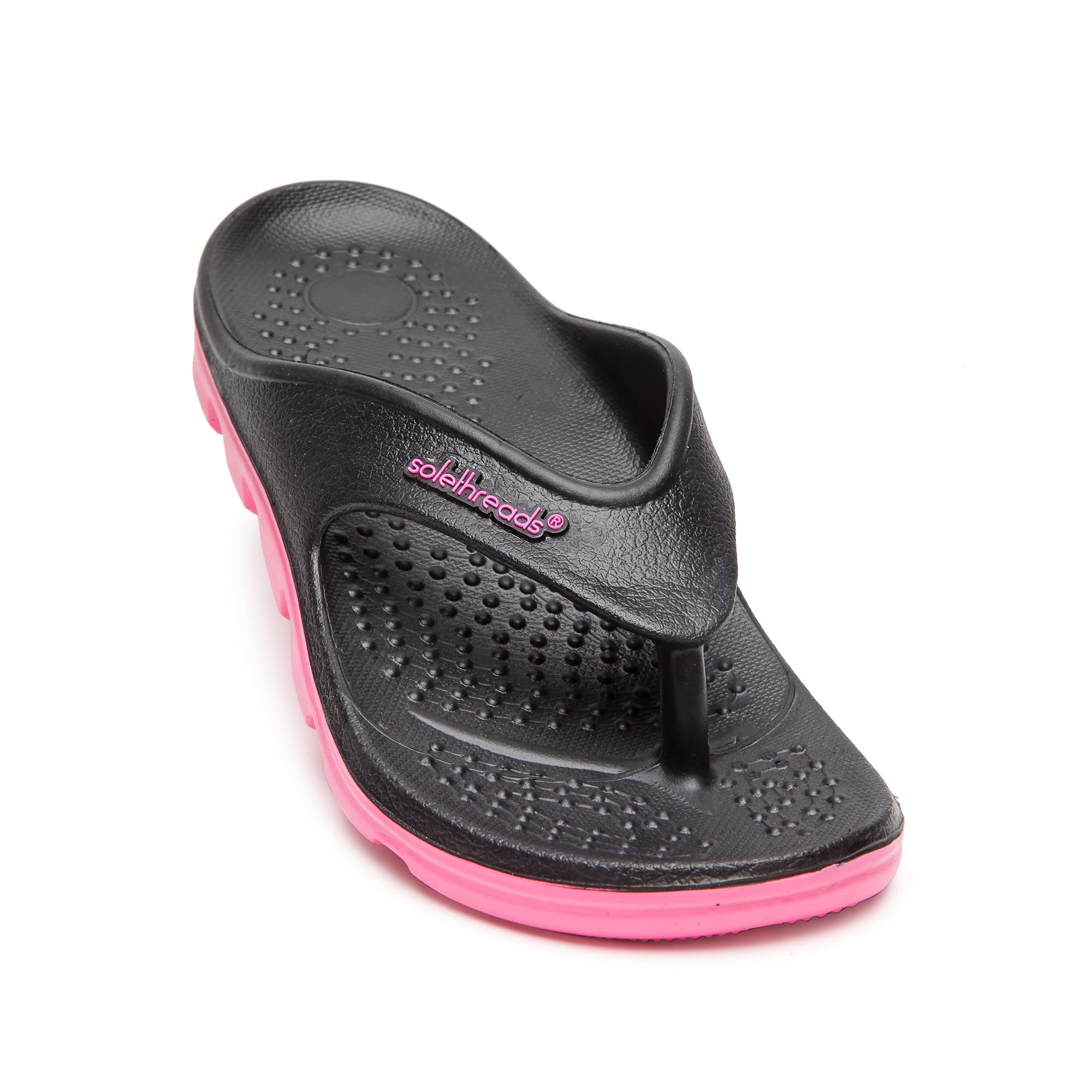 SOLETHREADS Active Ortho | Durable | Sturdy | Light | Comfortable | Shock Absorbent | Slippers | Flip Flops for Women|Black/Pink|UK6 (B0B1N166HK) Amazon Price History, Amazon Price Tracker