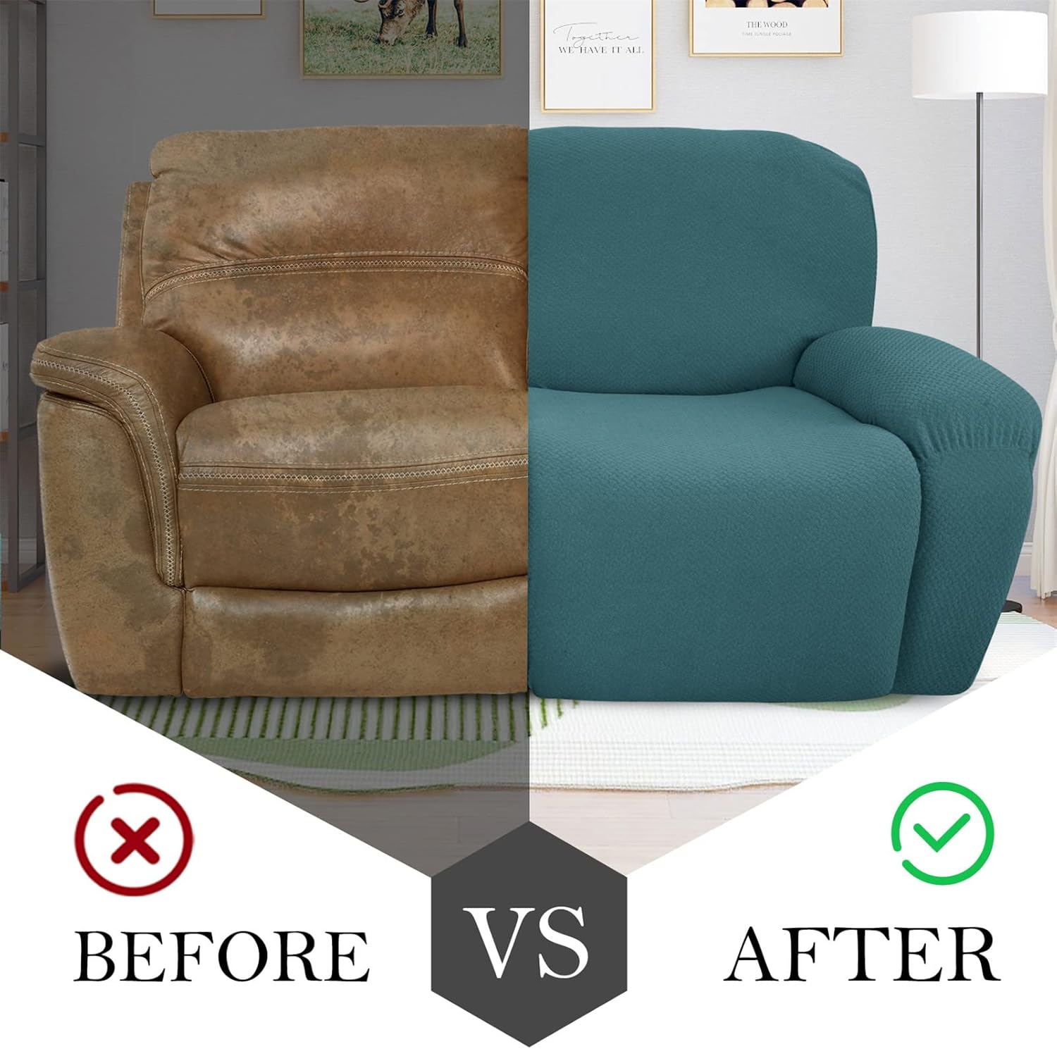 Recliner Sofa Slipcover Stretch - Furniture Protector Covers for 1 2 3 Seater Couch - Armchair Slipcover for Reclining Chairs