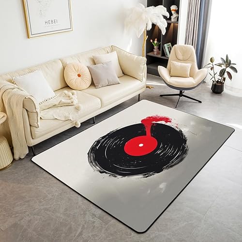 Miniatura 12 de jejeloiu Alfombras con estampado de radio Boombox para sala de estar, dormitorio, para niños y niñas, alfombra decorativa retro de 3 x 5 pies, Azul