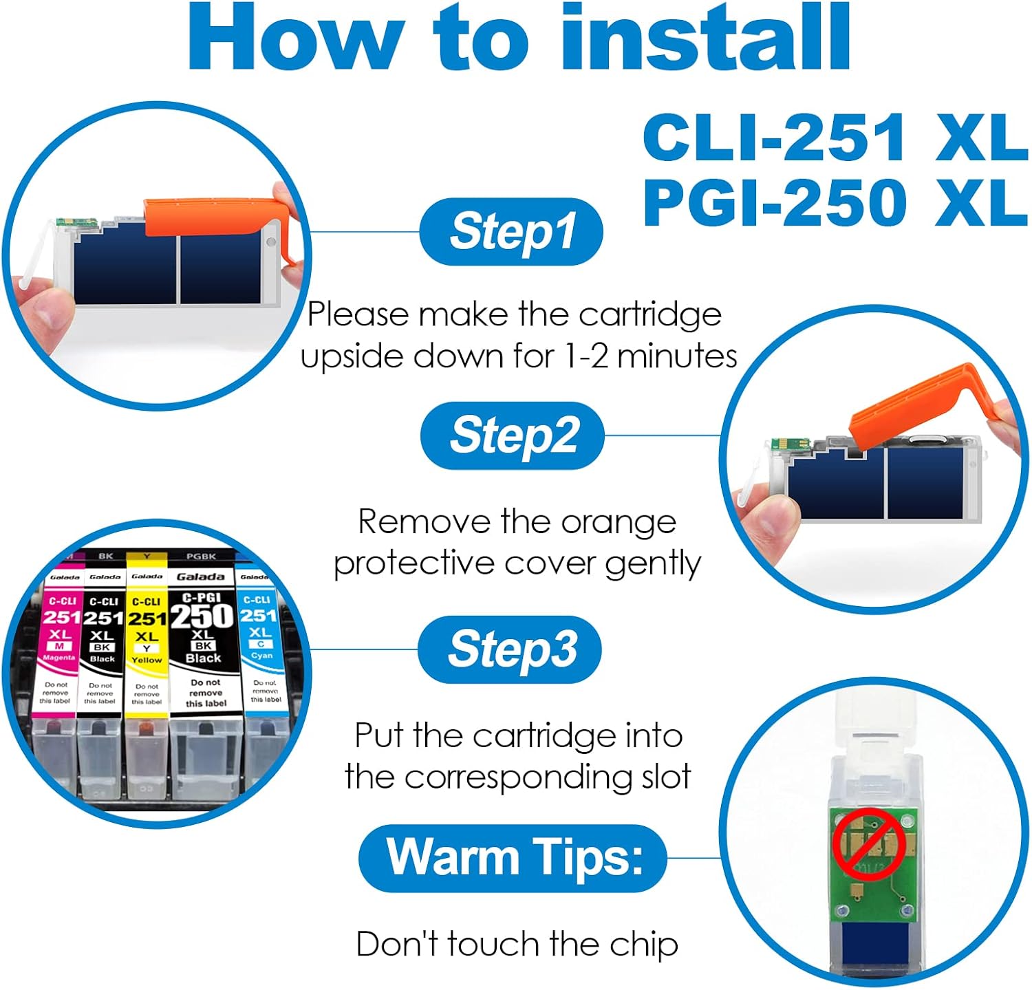 GALADA Compatible Ink Cartridges Replacement for Canon PGI-250XL CLI-251XL 250 251 XL for Pixma MX920 MX922 MX722 IP7220 IP8720 IX6820 MG5420 MG5422 MG5520 MG5522 MG5620 MG6320 Printer 15 Pack