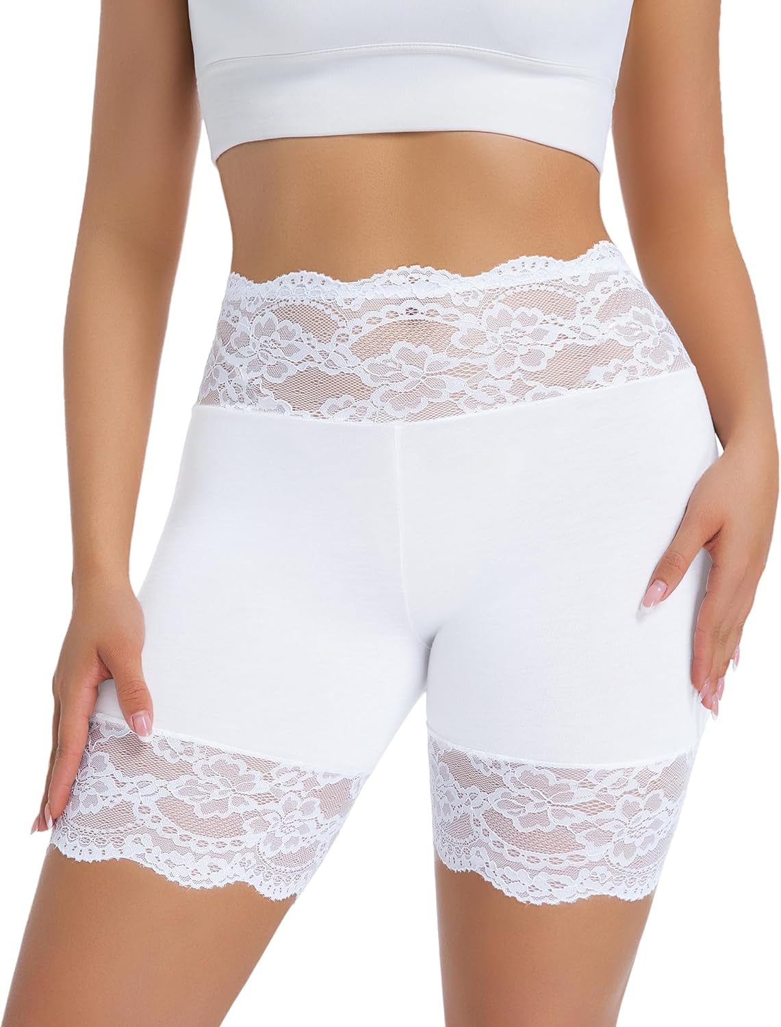Hibluco Slip Shorts For Under Dresses Lace Women Anti Chafe Tummy Control Shapewear